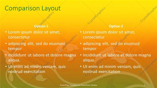 Comparison presentation slide layout