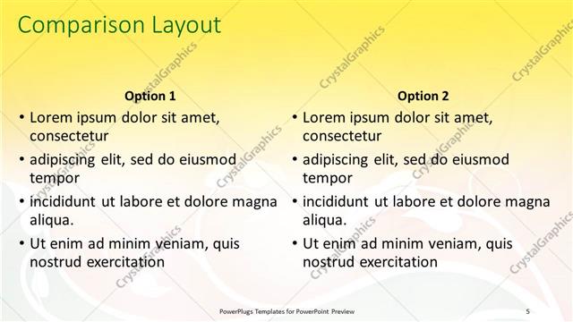 Comparison presentation slide layout