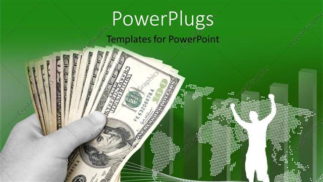  Presentation with profit - Depiction of profit with dollar bills in hand and chart in background
