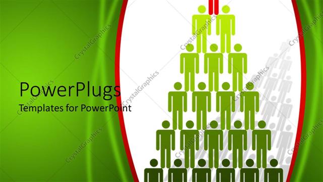  Presentation with pyramid - Depiction of a pyramid of arranged people on a white and green background