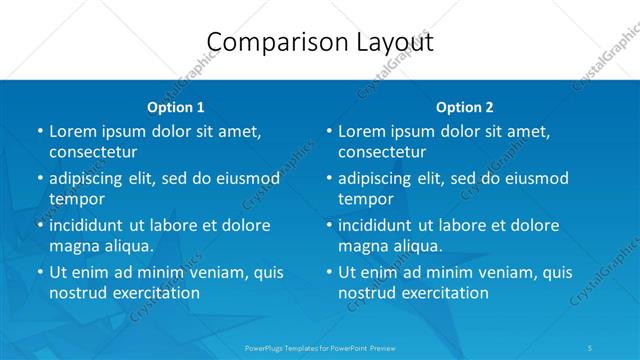 Comparison presentation slide layout