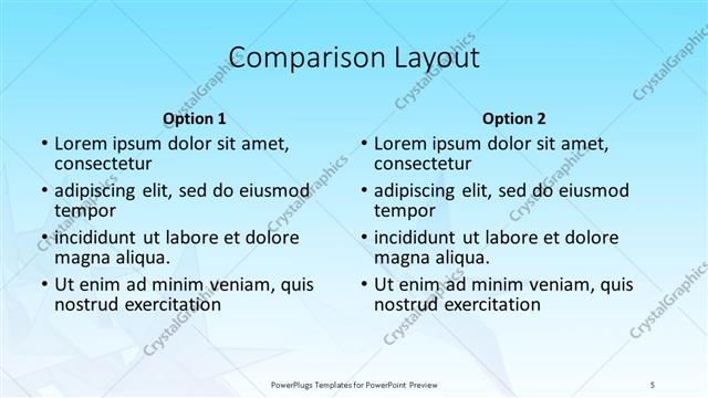 Comparison presentation slide layout