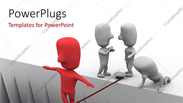  Presentation with risk - Depiction of red colored 3D man taking huge business risk