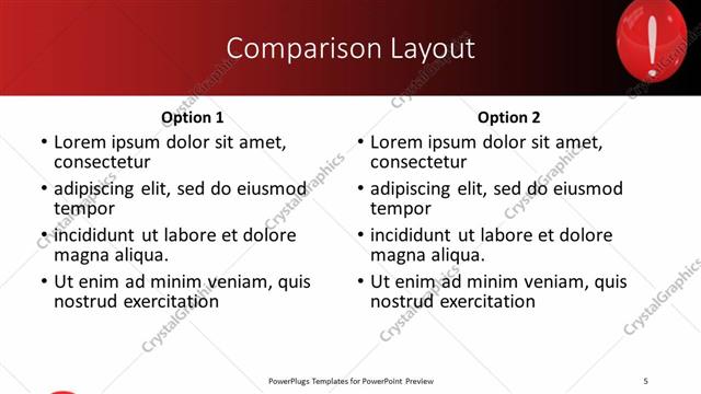 Comparison presentation slide layout