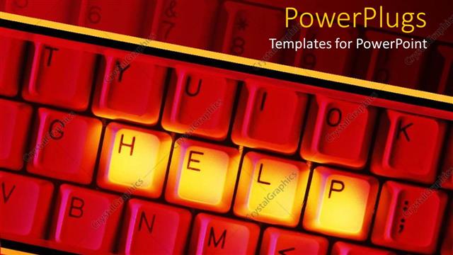  Presentation with red gold - Depiction of a red keyboard with help text in gold