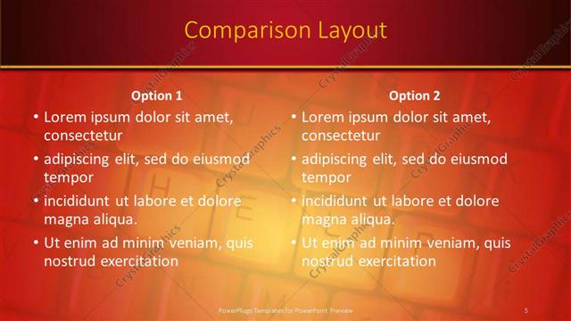 Comparison presentation slide layout
