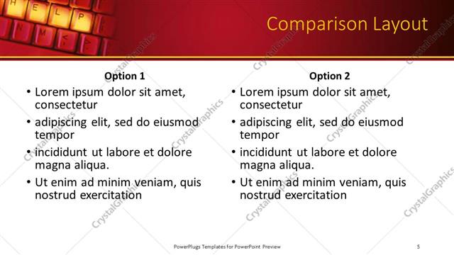 Comparison presentation slide layout