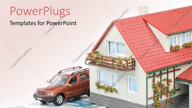  Presentation with money notes - Depiction of residential house and care built on currency notes