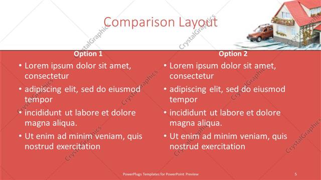 Comparison presentation slide layout