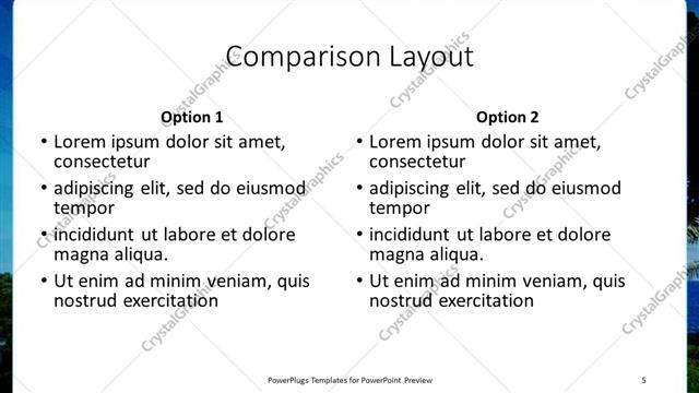Comparison presentation slide layout