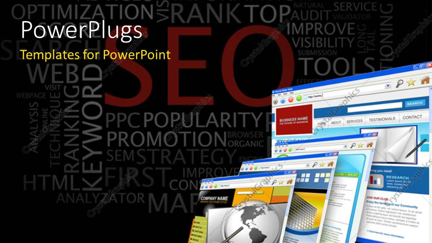 Featuring Depiction of Search Engine Optimization with monitor Screens and SEO Texts