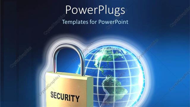  Presentation with world - A depiction of secure digital world with a bluish background