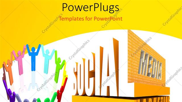  Presentation with media - Depiction of social media with colored people joining raised hands