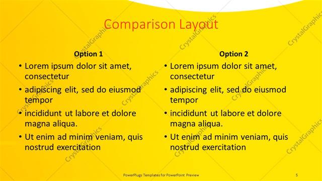Comparison presentation slide layout