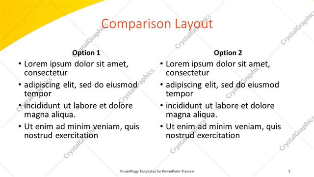 Comparison presentation slide layout
