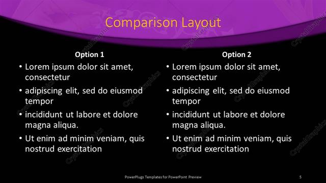 Comparison presentation slide layout