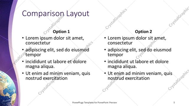 Comparison presentation slide layout