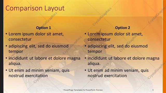 Comparison presentation slide layout