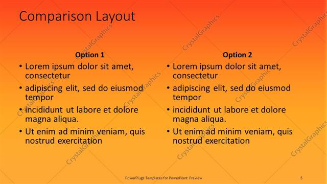 Comparison presentation slide layout