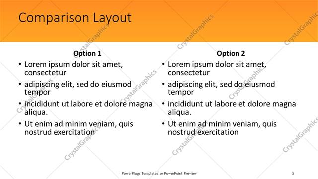 Comparison presentation slide layout