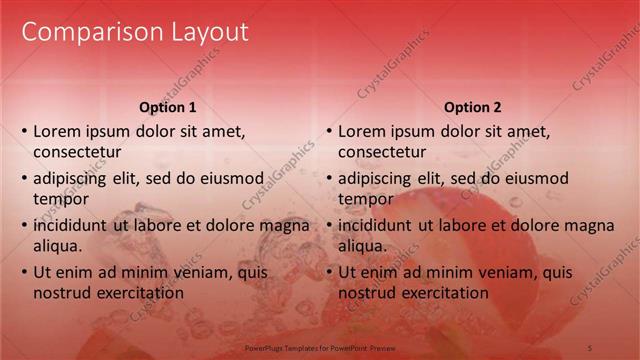 Comparison presentation slide layout