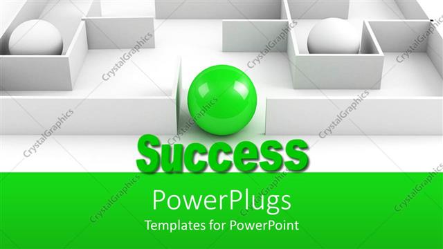  Presentation with way - Depiction of success with green ball showing way out of labyrinth