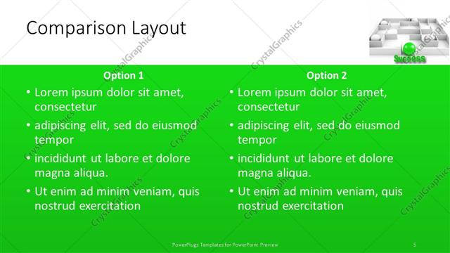 Comparison presentation slide layout