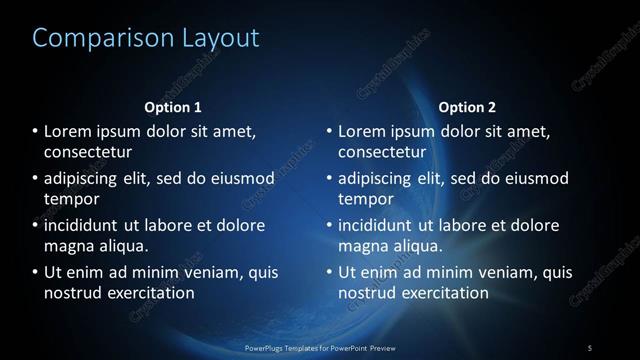 Comparison presentation slide layout