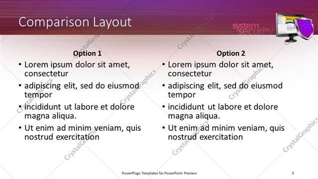 Comparison presentation slide layout