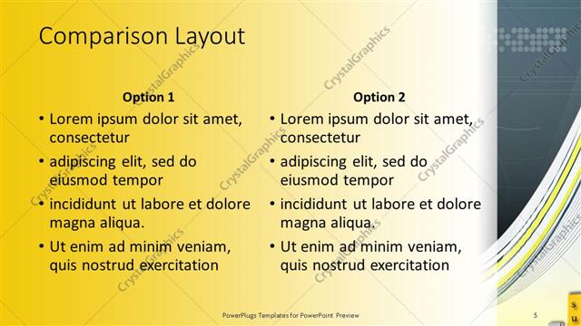 Comparison presentation slide layout
