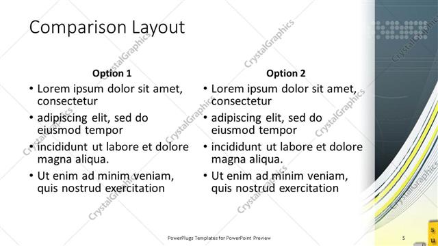 Comparison presentation slide layout