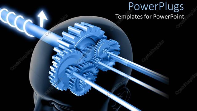  Presentation with thinking - Depiction of thinking with connected gears in human head