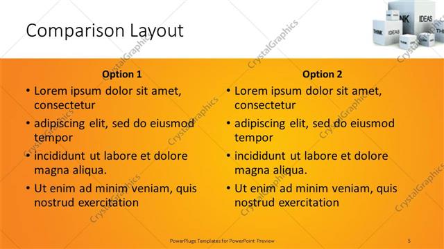 Comparison presentation slide layout