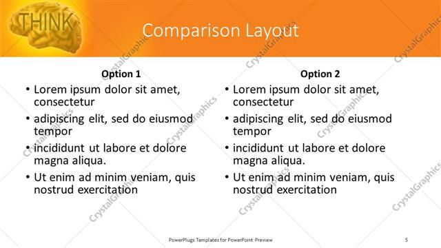 Comparison presentation slide layout