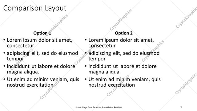 Comparison presentation slide layout