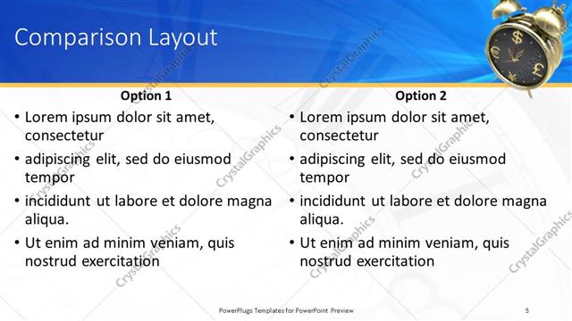 Comparison presentation slide layout