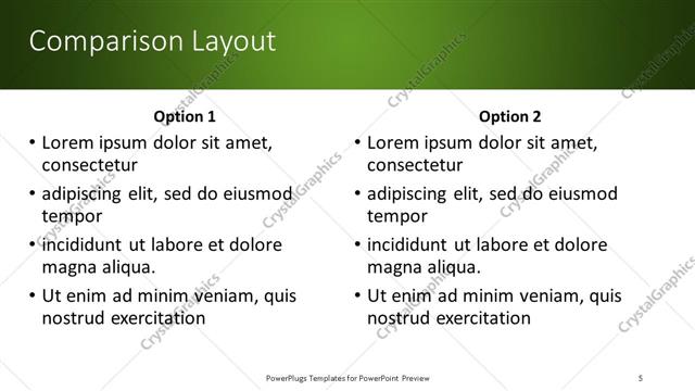 Comparison presentation slide layout