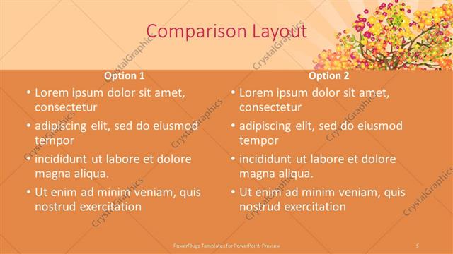 Comparison presentation slide layout