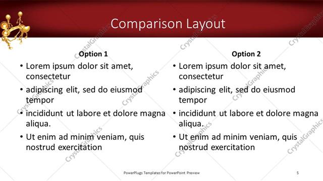 Comparison presentation slide layout