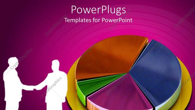  Presentation with shaking hands - Depiction of two business people shaking hands beside a colorful bar chart