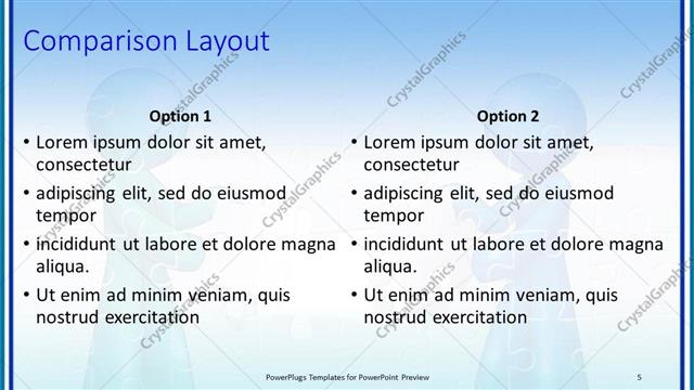 Comparison presentation slide layout