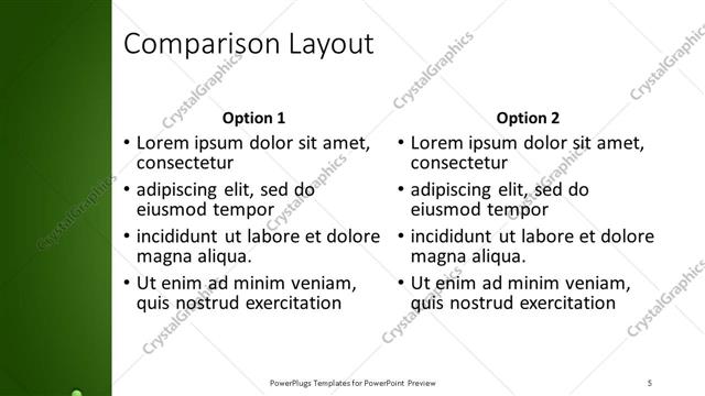 Comparison presentation slide layout