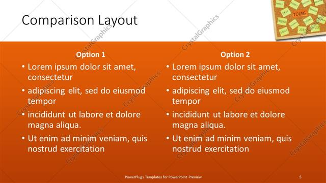 Comparison presentation slide layout