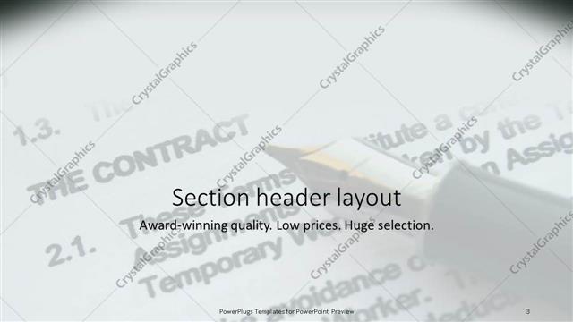 Section Header presentation slide layout