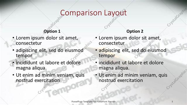 Comparison presentation slide layout