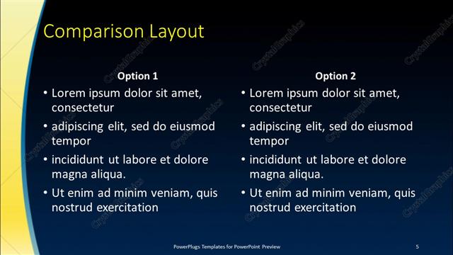 Comparison presentation slide layout