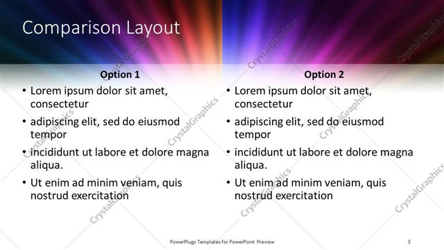 Comparison presentation slide layout