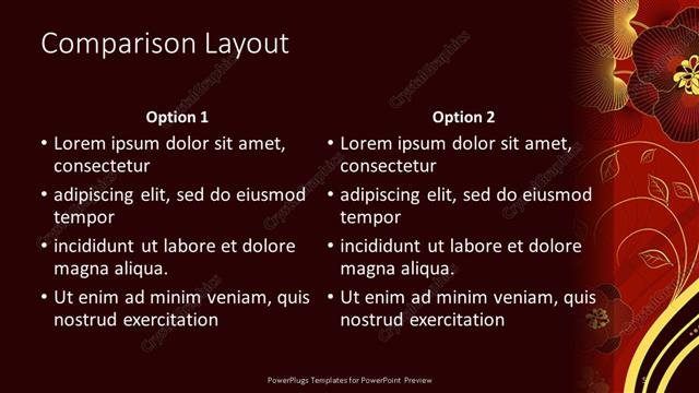 Comparison presentation slide layout