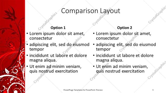 Comparison presentation slide layout