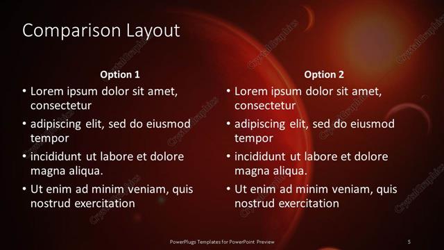 Comparison presentation slide layout